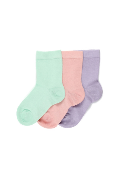 Panço Kız Çocuk Renkli 3'lü Çorap