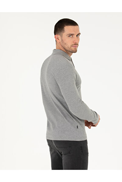 Pierre Cardin Γκρι Melange Slim Fit Basic Φούτερ 50276035-VR086