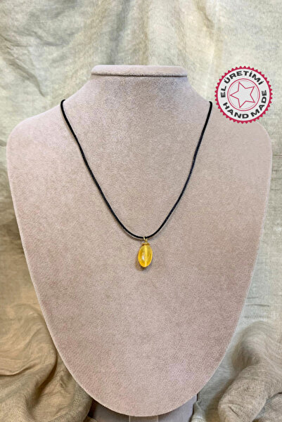 Uretti Tuğba 6667 Handmade Stone Yellow Amber Necklace - 34 cm