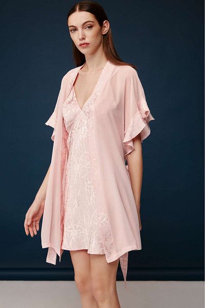 Bonnie Clyde Powder Colored Women's Nightgown and Dressing Gown Set - 0Bc.S2.U4.Bb3.0Ao.Tn0.I.1Dnai2.Ne.24.Bc