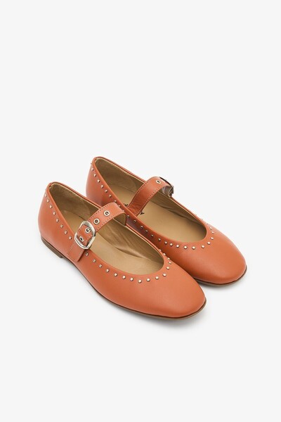 Louis Cardy Ruby Orange Genuine Leather Women's Ballerinas