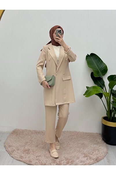 Modamorfo Jacket and Trousers Set - Double Breasted Collar and Pocket Detail