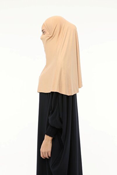 Altobeh Έτοιμο τουρμπάνι με πέπλο πρακτικό κασκόλ Hijab Hijab Nikaplı - Σουφλέ πανί προσευχής (XL) - Σκούρο μπεζ