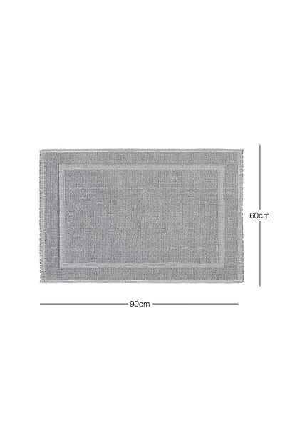 Ocean Home Textile Πλένεται Βαμβακερό Γκρι Χρώμα Χαλάκι Μπάνιου 60 x 90 cm