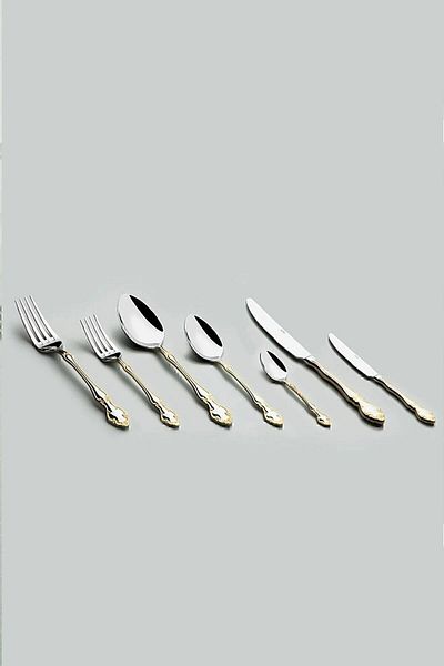 Nehir adriana Gold - 12 Person 89 Piece Leather Boxed Fork Spoon Knife Set