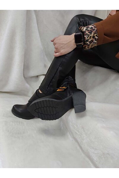 Darkwood Short Women's Boots - Black Genuine Leather, Zipper and Heels