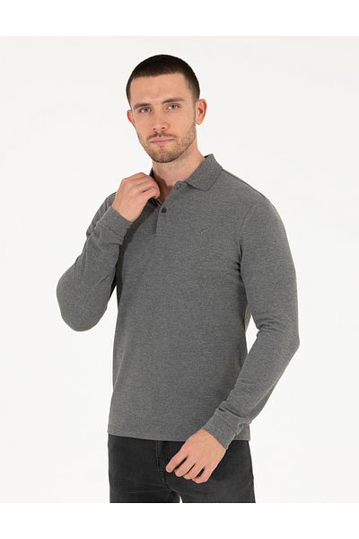 Pierre Cardin Anthracite Melange Slim Fit Basic φούτερ 50276035-vr081