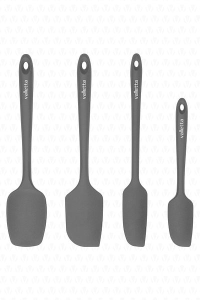 valletta Osteris Heat Resistant Fireproof Non-Stick Silicone Spatula Set 4 Pieces Gray