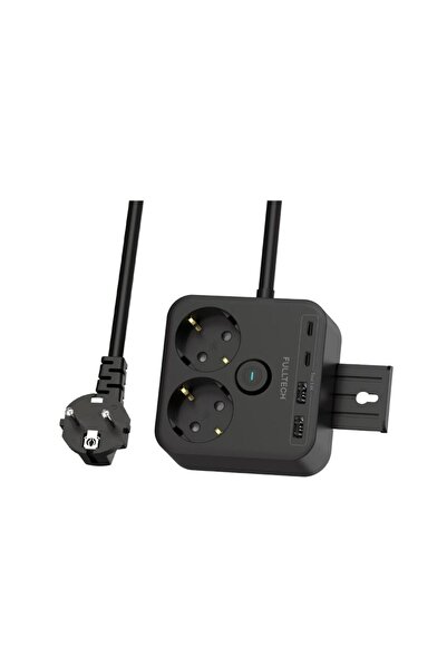 EksikSepeti Fulltech Siyah Termal Akım Korumalı 2 Li Priz 2x Type C 2x USB 3680 W FTR-21