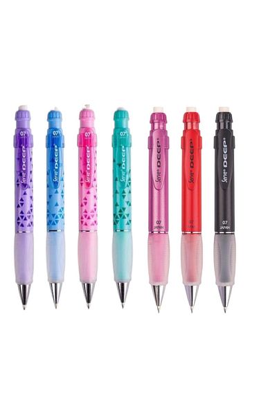 Serve 0.7 Metallic Colored Triangle Patterned Versatil Pen Set - 7 Pieces