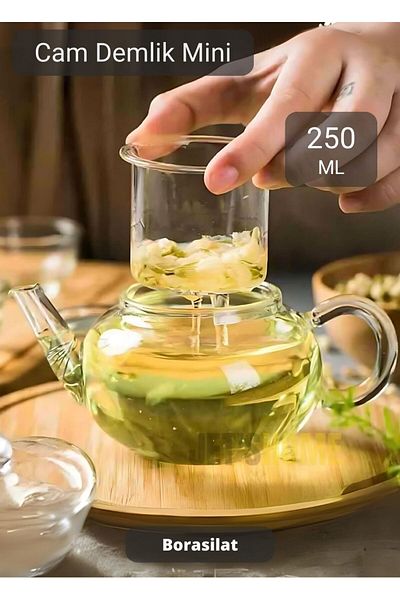 Jet's Home 250 ml Borosilate - Glass Teapot, Herbal Tea Pot with Transparent Strainer and Heat Resistant