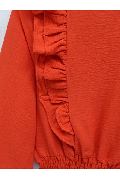 Modamorfo Ruffled Waist Gathered Ayrobin Blouse - Pomegranate Flower