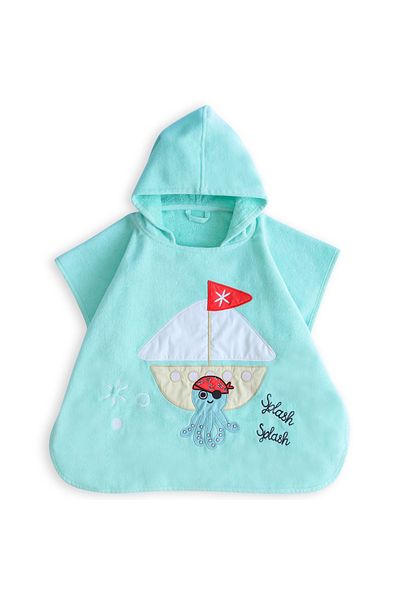 Milk & Moo Milk&Moo Sailor Octopus Badeponcho Kinder Türkis