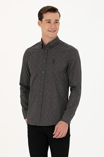 U.S. Polo Assn. Ανδρικό μακρυμάνικο πουκάμισο Anthracite 50272442 -VR006