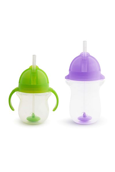 Munchkin Green and Purple Click Lock Spout Cup - 6 Months+ 207 ml and 12 Months+ 296 ml