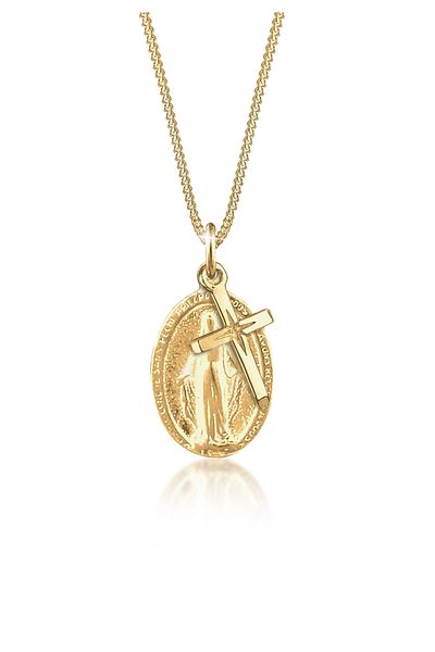 ELLI Necklace Ladies Virgin Mary Image Cross Pendant Spiritual In 925 Sterling Silver