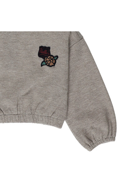 Panço Beige Baby Girl Crop Sweatshirt