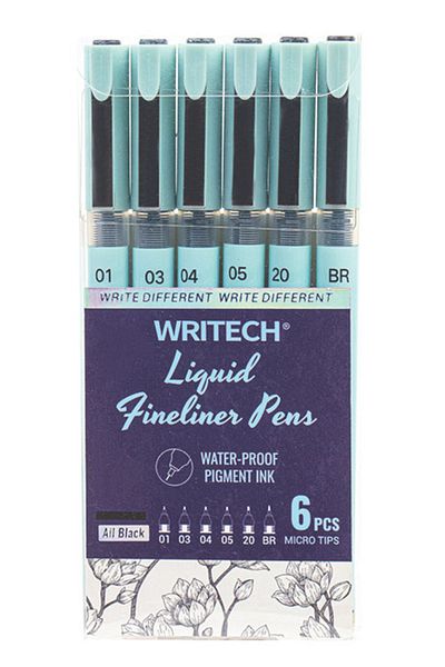 Writech W-704 Liquid Funneliner Pen - Set of 6