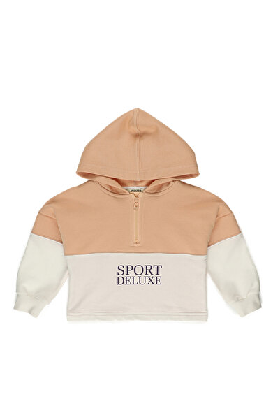 Panço Kız Bebek Yarım Fermuarlı Kapüşonlu Sweatshirt