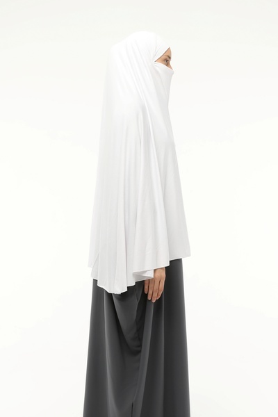Altobeh Ready Practical Scarf with Turban Veil Hijab with Hijab - Prayer Cover Souffle (5XL) - White