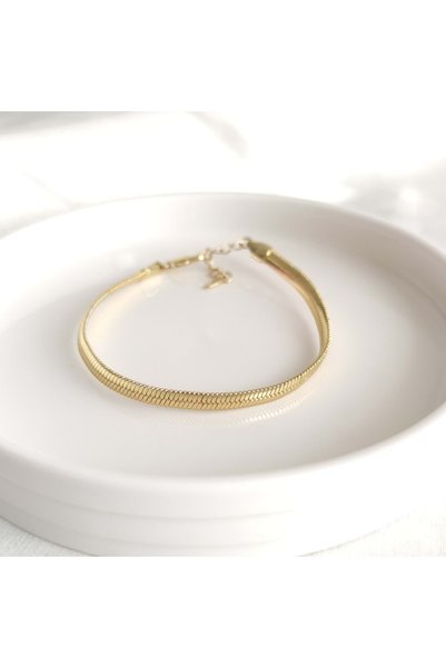 Güler Yüzlü Silver XUPING YASSI EZME ZİNCİR GOLD BİLEKLİK 19+3 CM