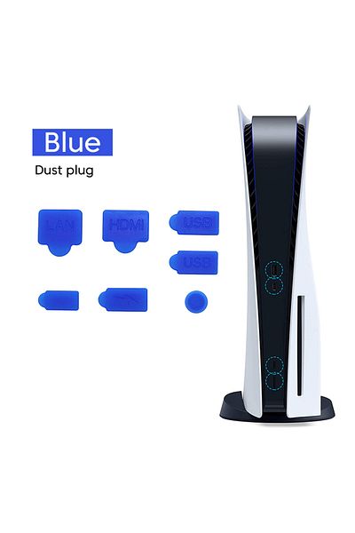 Choice Blue Dust Plug For Ps5 Game Console 7 Pcs/set Silicone Dust Protector Anti-dust Cover Dustproof Plug