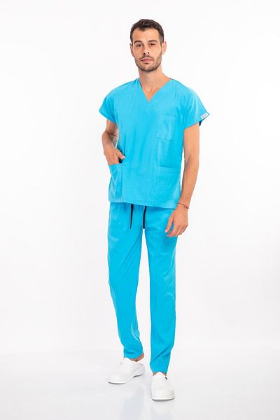 Nur Medikal Giyim Unisex Sky Lycra Bărbați Doctor Asistentă Chirurgie Spital Scrubs Uniforme Echipa