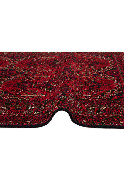 Eko Halı Bhr 05 Red Afgan Desenli Hav Toz Vermez Yıkanabilir Kaymaz Ince Doku...