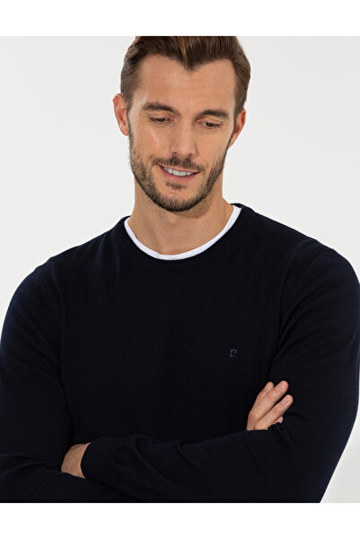 Pierre Cardin Синій Slim Fit велосипедний комір Basic трикотажний светр 50258993-VR033