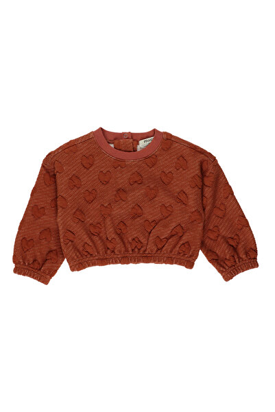 Panço Kız Bebek Kiremit Crop Sweatshirt