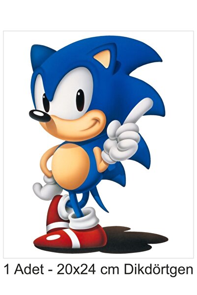 hediyehobihersey Sonic Büyük Boy 20x24 cm A4 Yenilebilir Pasta Kurabiye Şeker...