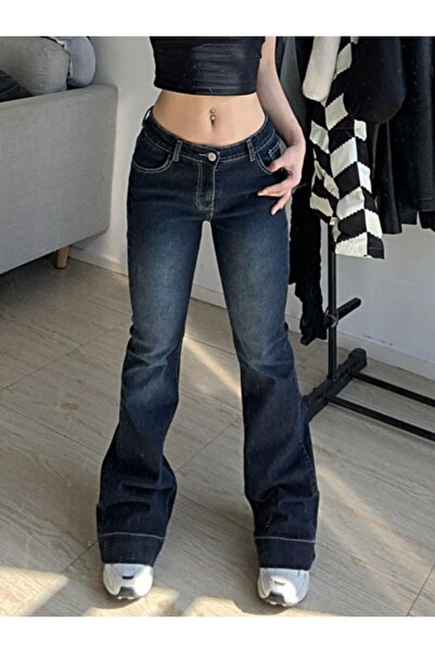 Choice S Blue New Flare Jeans Women's Low Waist Trousers Vintage Aesthetic Denim Pants Streetwear Mom Casua