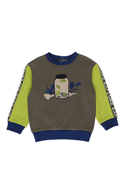 Panço Erkek Bebek Kapitone Görünümlü Şerit Detaylı Sweatshirt