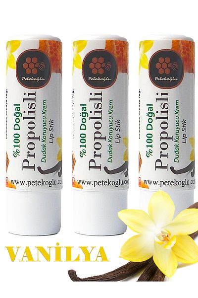 Petekoğlu 3 Pieces Propolis, Honey, Shea, Coconut and Olive Oil Handmade Lip Cream Moisturizer