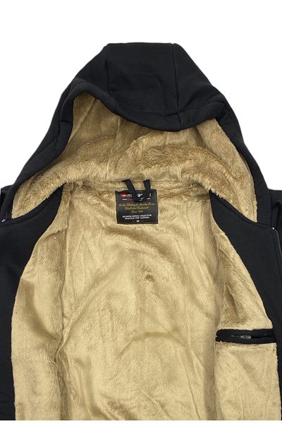 Masimar Men's Hooded Fur Lined 3 Thread Inner Pocket Sweatshirt Coat