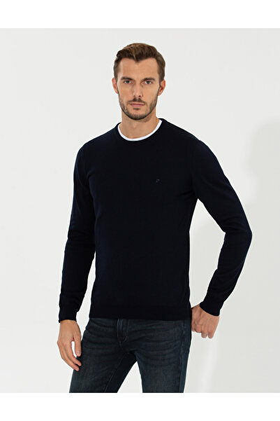 Pierre Cardin Синій Slim Fit велосипедний комір Basic трикотажний светр 50258993-VR033