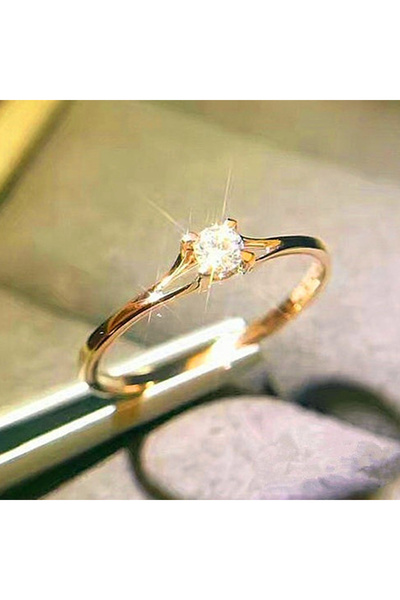 Choice16 6 خواتم زفاف نسائية بسيطة من Huitan F1638 مرصعة بزركونيا مكعب مقاس 4...