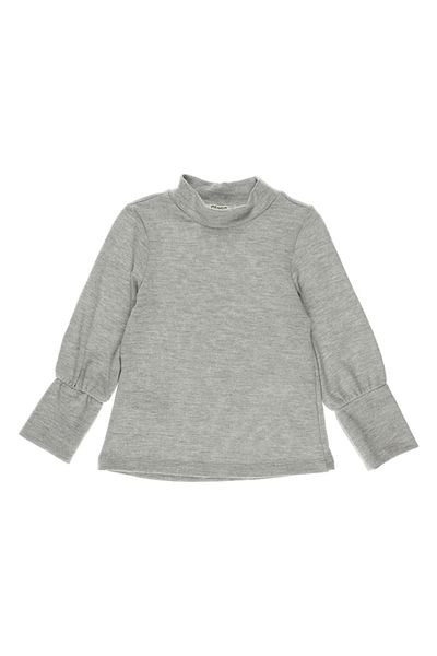 Panço Mädchen-Strickwaren mit halbem Rollkragen und langen Ärmeln in Grau-Melange
