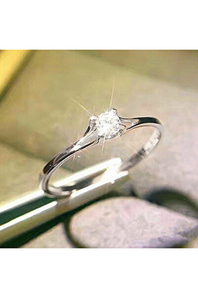 Choice 6 F1637 Huitan Minimalist Women's Wedding Rings with 4MM Cubic Zirconia Simple Elegant Female Finger