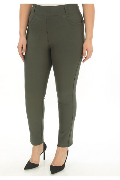 AKŞEN GİYİM Large Size Combulating One Size Show Thin Rubber Waist Punto Fabric Straight Pant