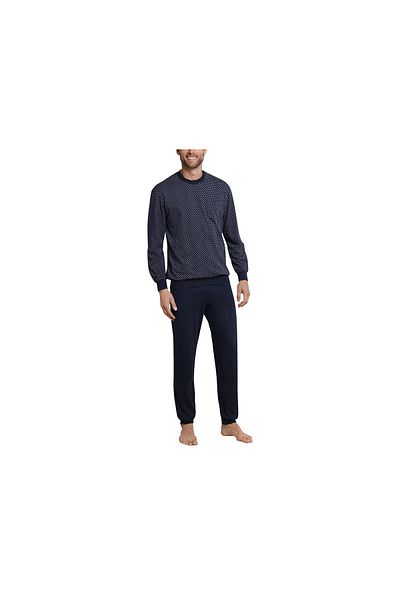 Schiesser Pyjama Lang ’für Herren In Blau’