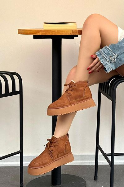 Oksit Danto Ultra Platform Fur Lined Thick Sole Lace up Comfortable Boots
