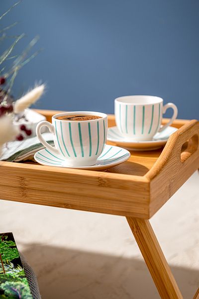 Emsan Mathilda New Bone 2 - Green Coffee Cup Set, 90 ml Personality Set