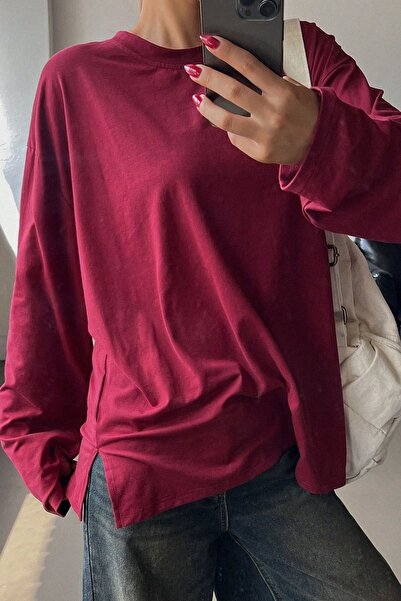 Know Női bordó interlock szövet nyakú blúz