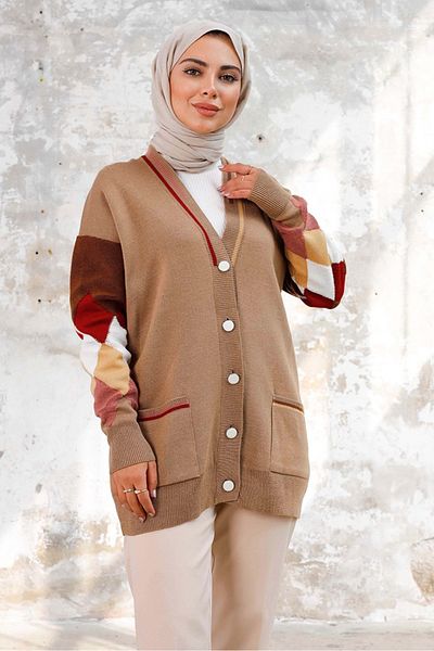 Bestenur Ζακέτα πλεκτών με σχέδιο Mink Argyle 1243