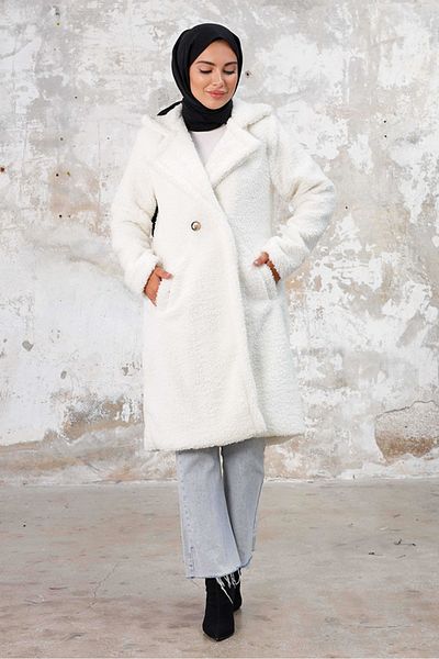 Bestenur Duha Hijab Λούτρινο Καπάκι 1218 - Λευκό