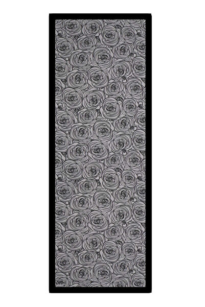 Bursa İpek Anthracite Rosa Pattern Twill Silk Shawl