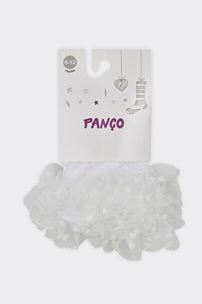 Panço Kız Çocuk Beyaz Dizaltı Çorap