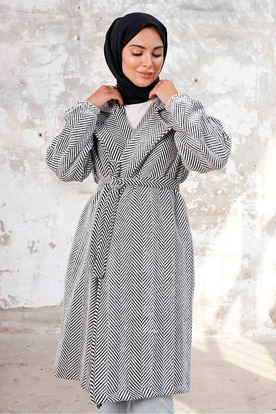 Bestenur Esilay Belted Oversize Cap 1244 - White