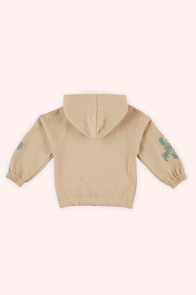 Panço Kız Bebek Fermuarlı Bej Sweatshirt
